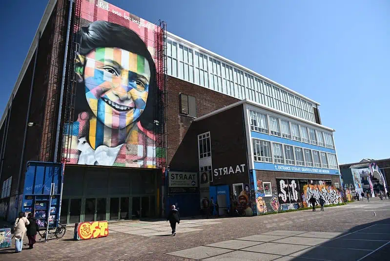 Entrance of the Straat Museum for Street Art and Graffiti in Amsterdam